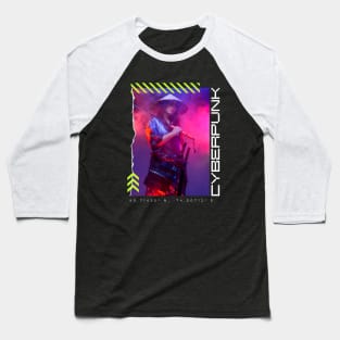 Pixelated Cyberpunk Samurai Baseball T-Shirt